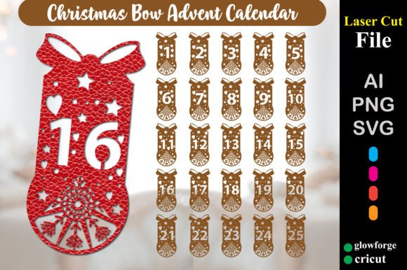 Download Christmas Bow Advent Calendar Count Down - Premium Resources