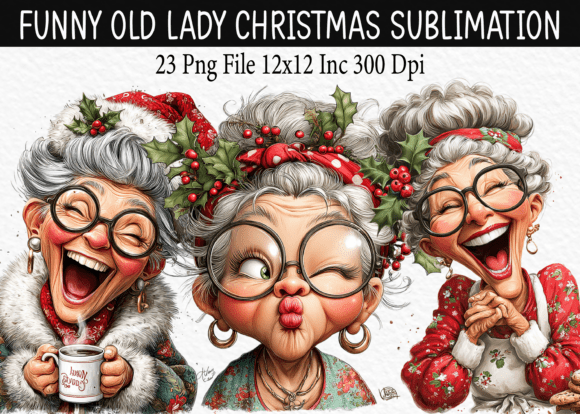 Download Funny Old Lady Christmas Sublimation - Sub Collection