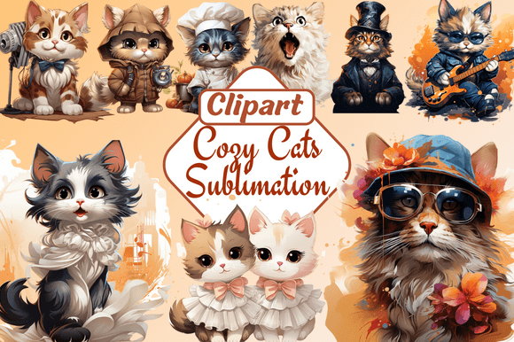 Download Cozy Cats Sublimation Clipart - Sub Collection