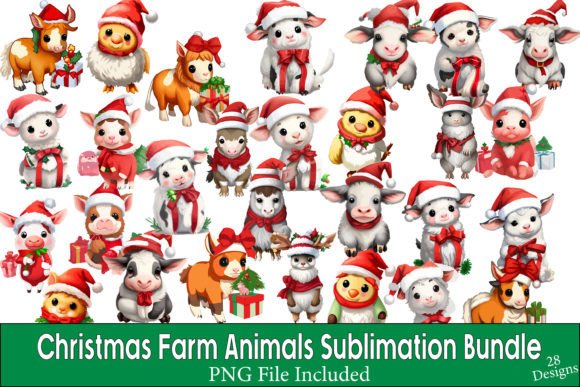 Download Christmas Farm Animals Sublimation PNG B - Sub Collection