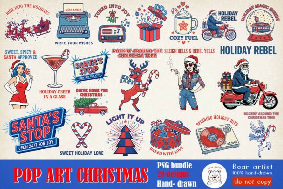 Download Pop Art Christmas Sublimation PNG Bundle - Sub Collection
