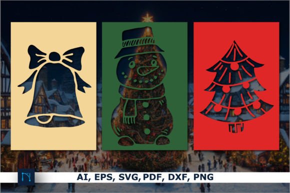 Download Paper Cut Christmas Card SVG Bundle - Christmas card svg Collection