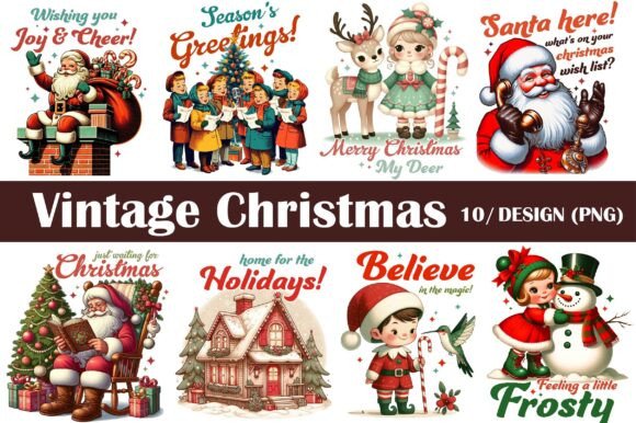 Download Vintage Christmas Png Bundle Sublimation - Sub Collection