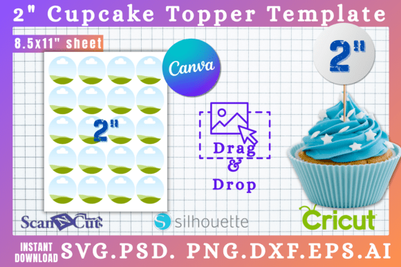 Download 2" Round Cupcake Topper Canva Templates - Premium Resources