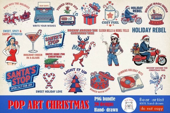 Download Pop Art Christmas Sublimation PNG Bundle - Sub Collection