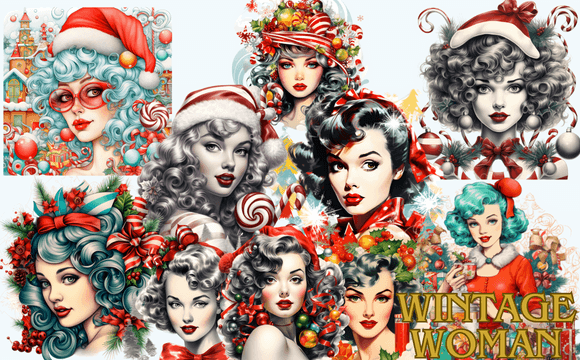 Download Vintage Woman Christmas Sublimation - Sub Collection